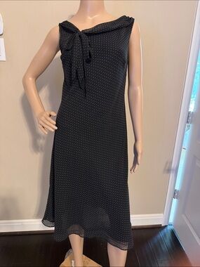 Ann Taylor Loft Black Sleeveless Tie-Neck Women's Dress size 4